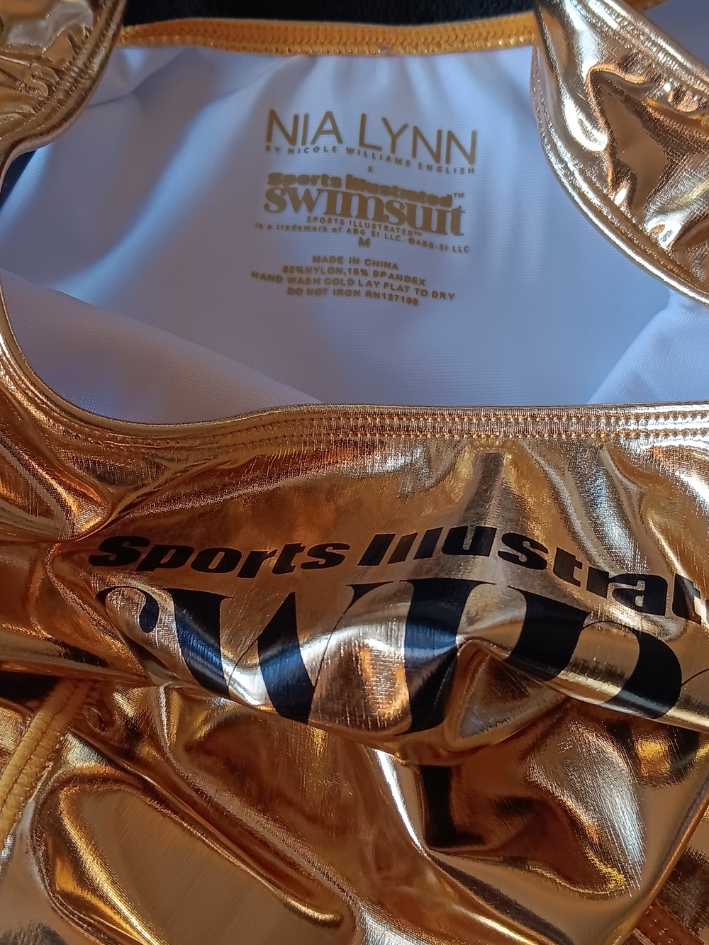 Nia Lynn Sports Illustrated Metallic Gold One-Piece Swimsuit Women's Size M NWT - Picture 5 of 5